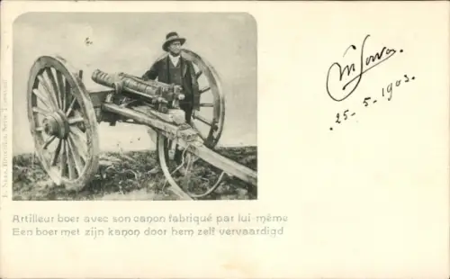 Ak Südafrika, Burenkrieg, Artillerist mit selbstgebauter Kanone