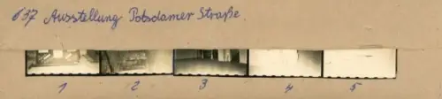 Kontaktabzug Fotos Berlin Schöneberg, Ausstellung Potsdamer Straße, 5 Fotos ca. 4x2 cm