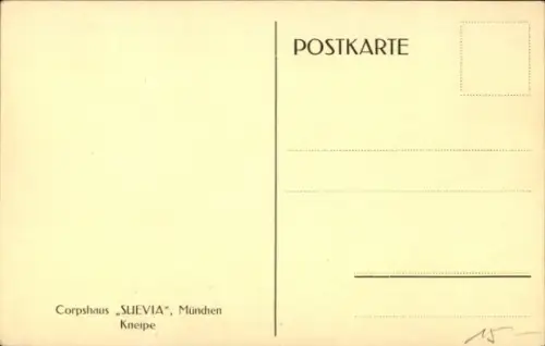 Studentika Ak München, Corpshaus Suevia, Kneipe, Innenansicht