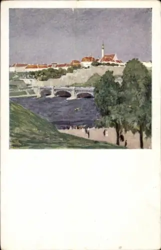 Ak Narva Narwa Estland, Teilansicht, Brücke