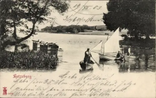 Ak Ratzeburg im Herzogtum Lauenburg, Seepartie, Boote