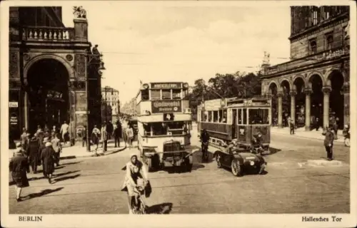 Ak Berlin Kreuzberg, Hallesches Tor, Bus zum Hohenzollernplatz, Reklame Continental