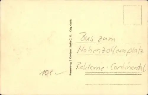 Ak Berlin Kreuzberg, Hallesches Tor, Bus zum Hohenzollernplatz, Reklame Continental
