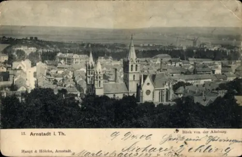 Ak Arnstadt in Thüringen, Blick von der Alteburg, Kirche