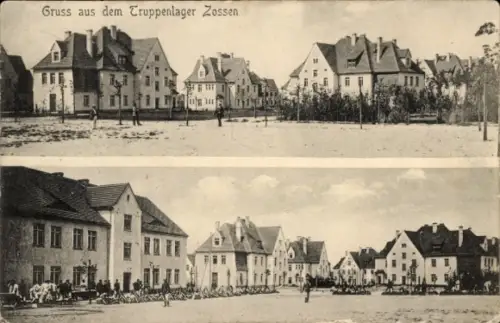 Ak Zossen in Brandenburg, Truppenlager, Gebäude, Straßenansichten