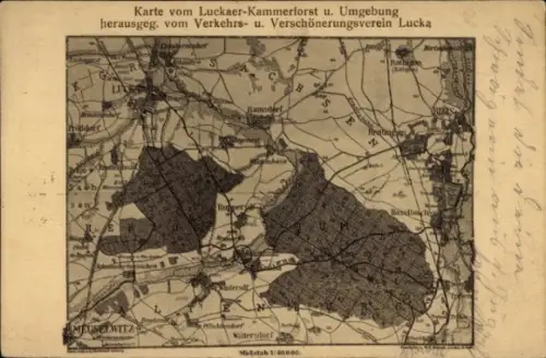 Landkarten Ak Lucka im Altenburger Land, Luckaer Forst, Gasthof zur Maus, Bosengröba, Inh. Karl Rabe