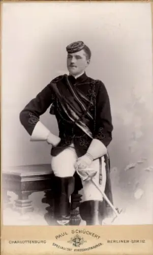 CdV Berlin Charlottenburg, Student in Uniform, Standportrait, Fotograf Paul Schückert
