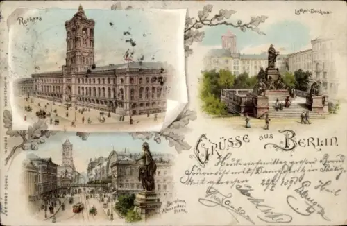 Ak Berlin Mitte, Alexanderplatz, Rathaus, Luther-Denkmal, Berolina, Alexanderplatz