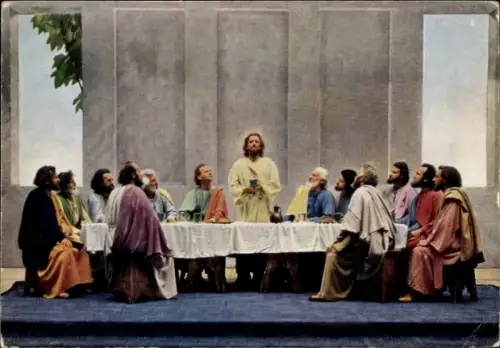 Ak Oberammergau, Passionsspiele 1960, Das letzte Abendmahl, Aposteln
