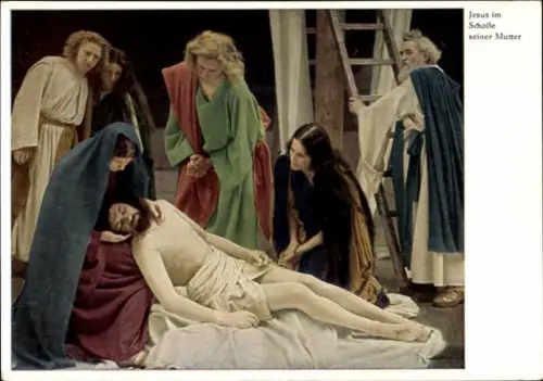 Ak Oberammergau in Oberbayern, Jesus im Schoße seiner Mutter, Passionsspiele 1930