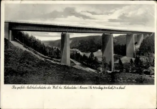 Ak Siebenlehn Großschirma in Sachsen, Die größte Autobahnbrücke,  Mulde