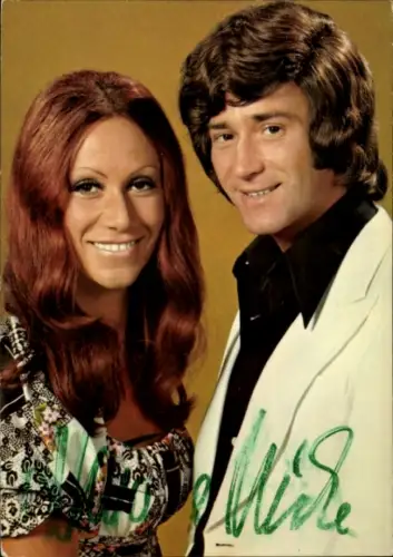 Autogrammkarte Sänger Duo Nina und Mike, Portrait, Autogramme