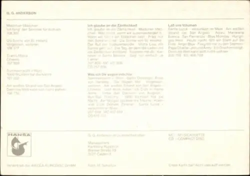 Autogrammkarte Sänger G. G. Anderson, Portrait, Autogramm