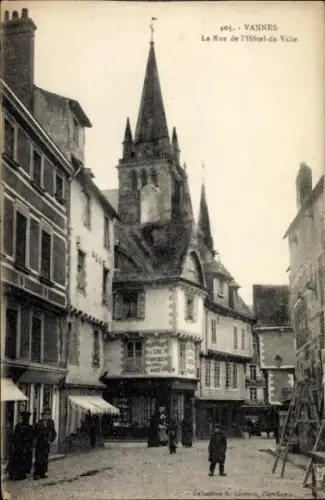 Ak Vannes Morbihan,  La Rue de l'Hôtel-de-Ville,  Architektur, Stadtansicht