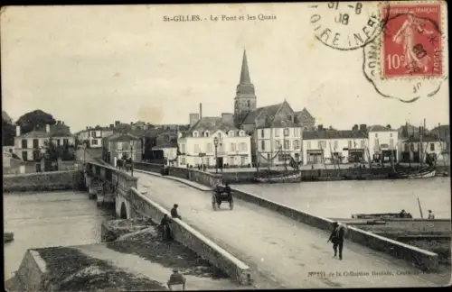 Ak Saint Gilles sur Vie Vendée, Post, Quais
