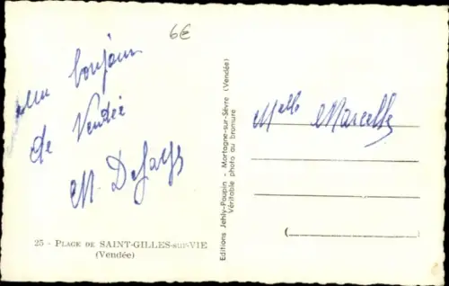 Ak Saint Gilles sur Vie Vendée, Plage