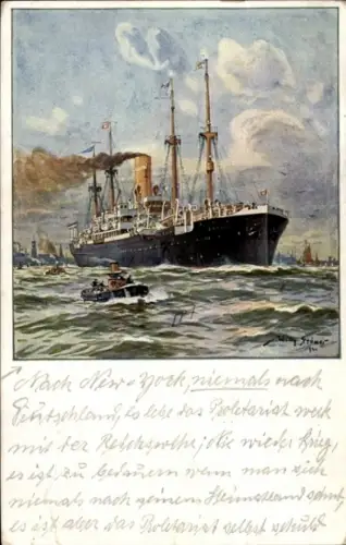 Künstler Ak HAPAG Dampfer Bayern, Passagierschiff