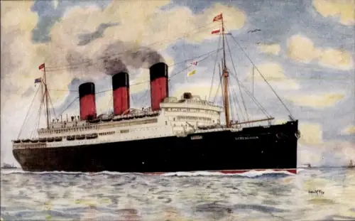 Künstler Ak Steamer RMS Berengaria, Dampfschiff, Cunard Line
