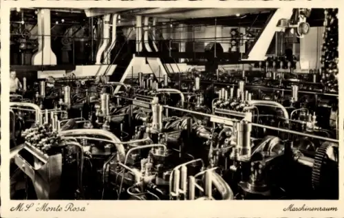 Ak Passagierschiff MS Monte Rosa, HSDG, Maschinenraum