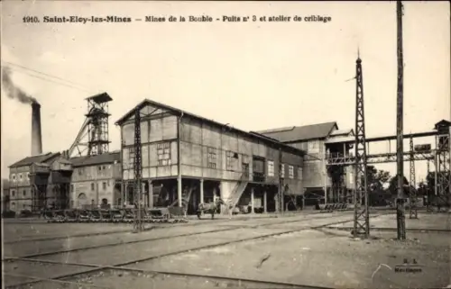 Ak Saint Éloy les Mines Puy de Dôme, Mines de la Bouble, Pults no 3 et atelier de criblage