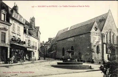 Ak Nogent le Rotrou Eure et Loir, La Vieille Fontaine, Rue de Sully