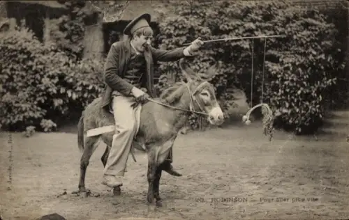 Ak Robinson Hauts de Seine, Reiter auf einem Esel