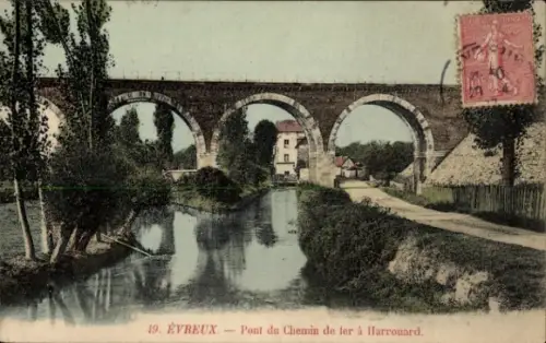 Ak Évreux Eure, Brücke, Wasserlauf, Bäume, Gebäude, 