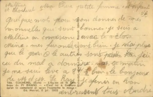 Ak Cocherel Eure, Kirche, Grab von Pt. Briand