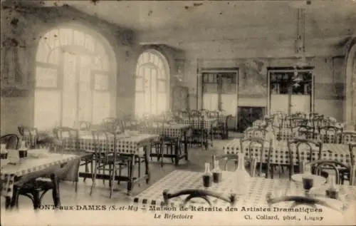 Ak Couilly Pont aux Dames Seine et Marne, Innenansicht eines Speisesaals, Tische mit karierten Ti