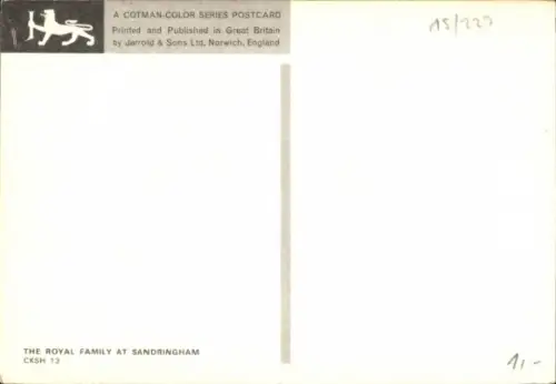 Ak Königin Elizabeth II von England, Königliche Familie, Sandringham