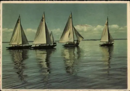 Ak Segelboote auf dem Wasser, Spiegelung, EAS