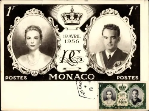 Maximum Ak Fürst Rainier III. von Monaco und Grace Kelly, Hochzeit 19. April 1956