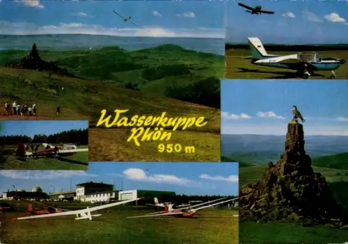 Ak Gersfeld in der Rhön Hessen, Segelflugzeuge auf der Wasserkuppe