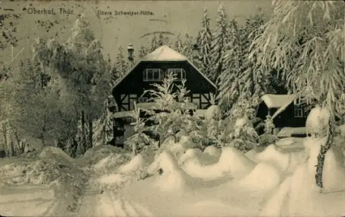 Ak Oberhof im Thüringer Wald, Obere Schweizer Hütte im Winter