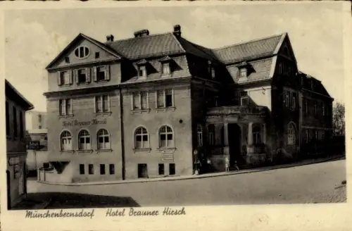 Ak Münchenbernsdorf in Thüringen, Hotel Brauner Hirsch