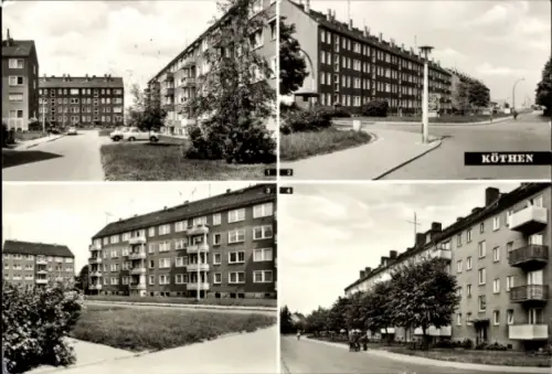 Ak Köthen in Anhalt, Stadtansicht von  Wohnblocks, Straßenansicht, 