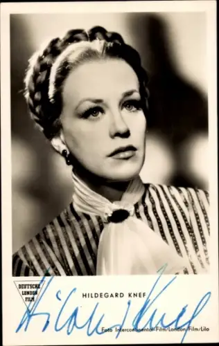 Ak Schauspielerin, Sängerin Hildegard Knef, Portrait, Autogramm