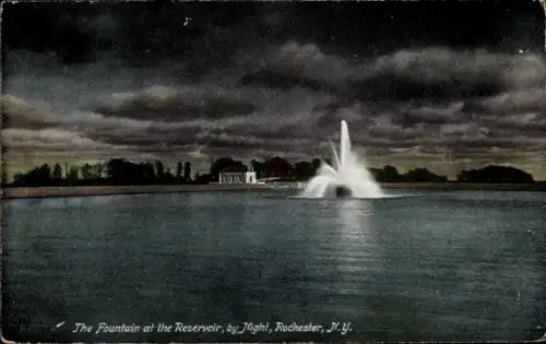 PC Rochester New York USA, The Fountain at the Reservoir, by Night