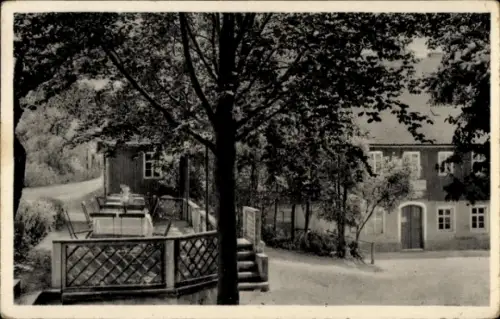 Ak Ohorn in Sachsen, Buschmühle  Terrasse, idyllischer Ausflugsort, Bade- und Gondelteich