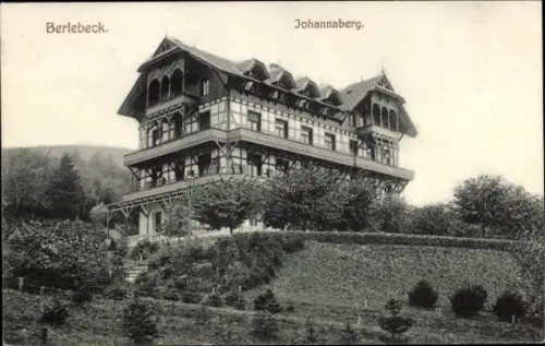 Ak Johannaberg Berlebeck Detmold im Teutoburger Wald, Historisches Gebäude, Fachwerkstil, Gartena