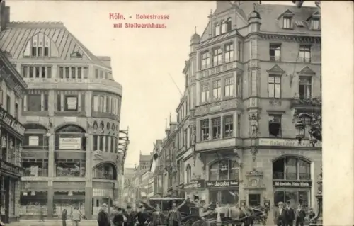 Ak Köln am Rhein, Hohestraße, Stollwerckhaus, Gebäude, Pferdefuhrwerk