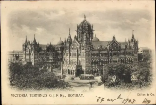 Ak Mumbai Bombay Indien, Victoria Terminu