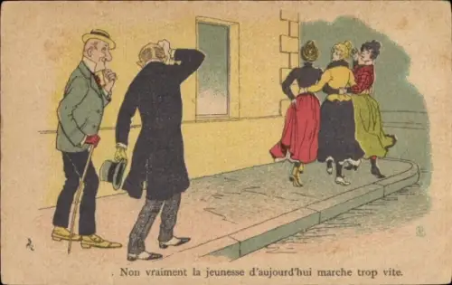 Künstler Ak Nein, wirklich, die Jugend von heute ist zu schnell, Humor