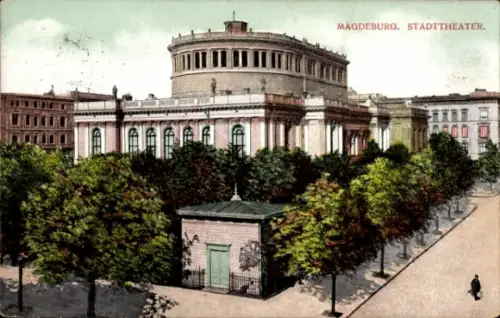 Ak Magdeburg, Stadttheater, Straße