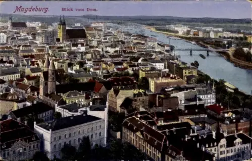 Ak Magdeburg an der Elbe, Panorama, Blick vom Dom