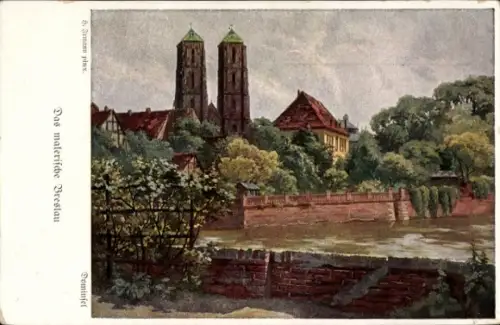 Künstler Ak Wrocław Breslau Schlesien,  Dominsel