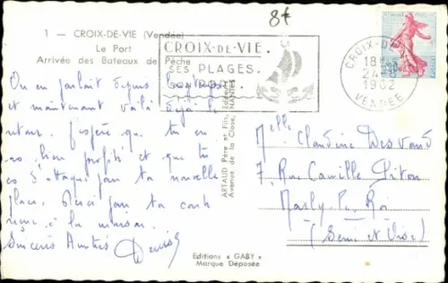 Ak Croix de Vie Vendée, Port, Arrivee des Bateau de Peche