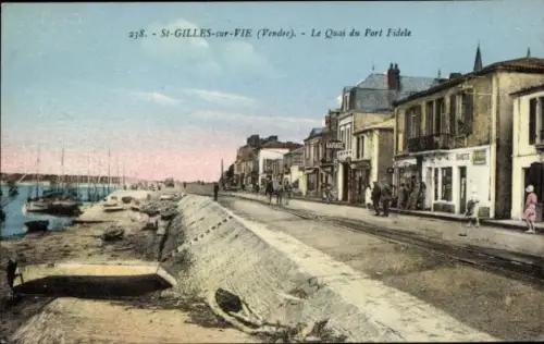 Ak Saint Gilles sur Vie Vendée, Quai du Port Fidele