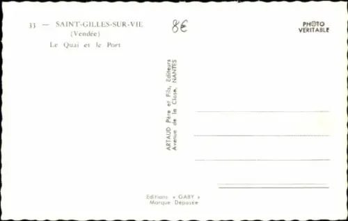 Ak Saint Gilles sur Vie Vendée, Quai, Port