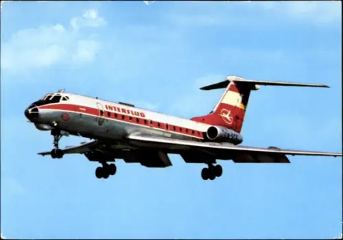 Ak Deutsches Passagierflugzeug Tupolew TU-134, Interflug, Turbinenluftstrahlverkehrsflugzeug
